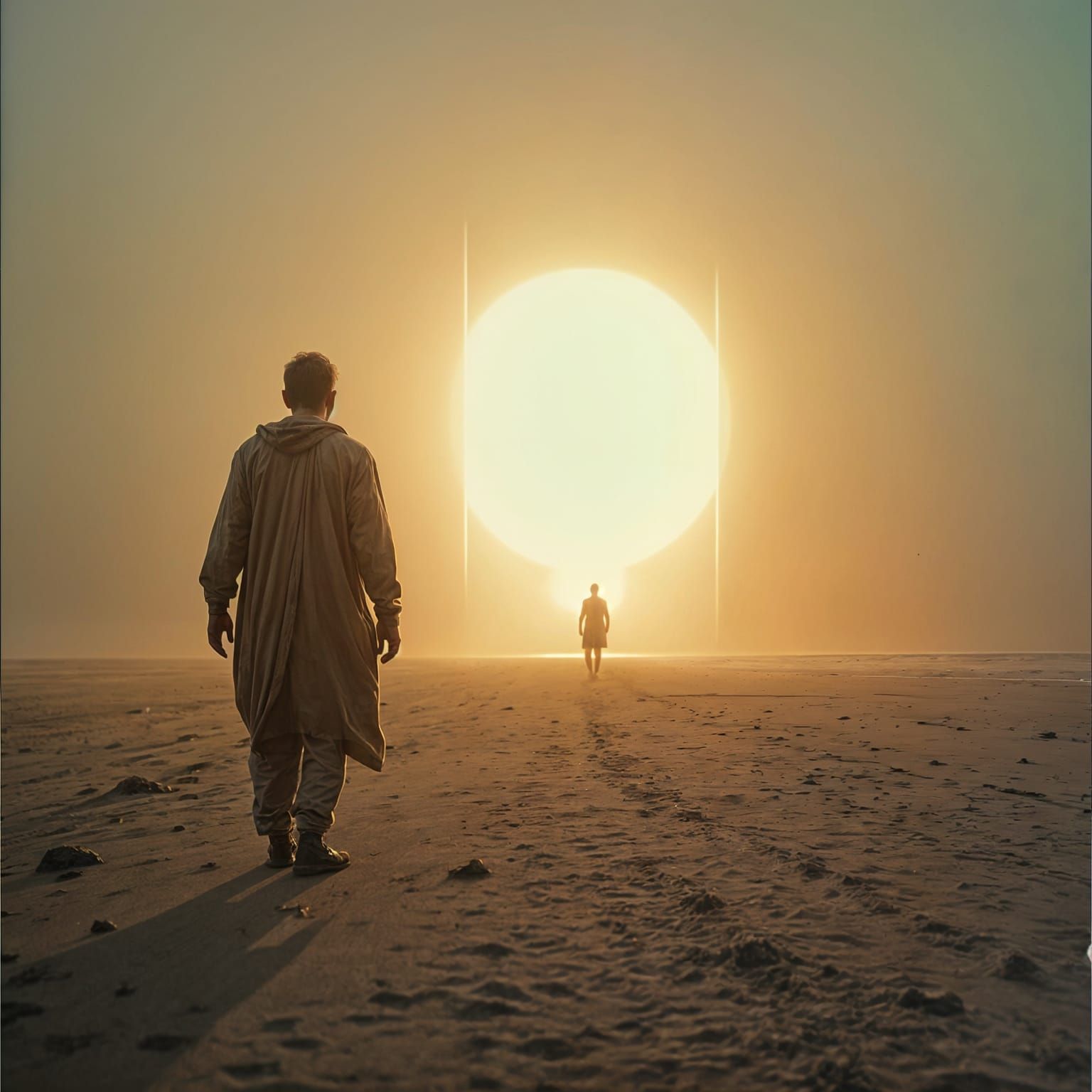 Mysterious Glowing Portal on a Beach: Cinematic Film Still