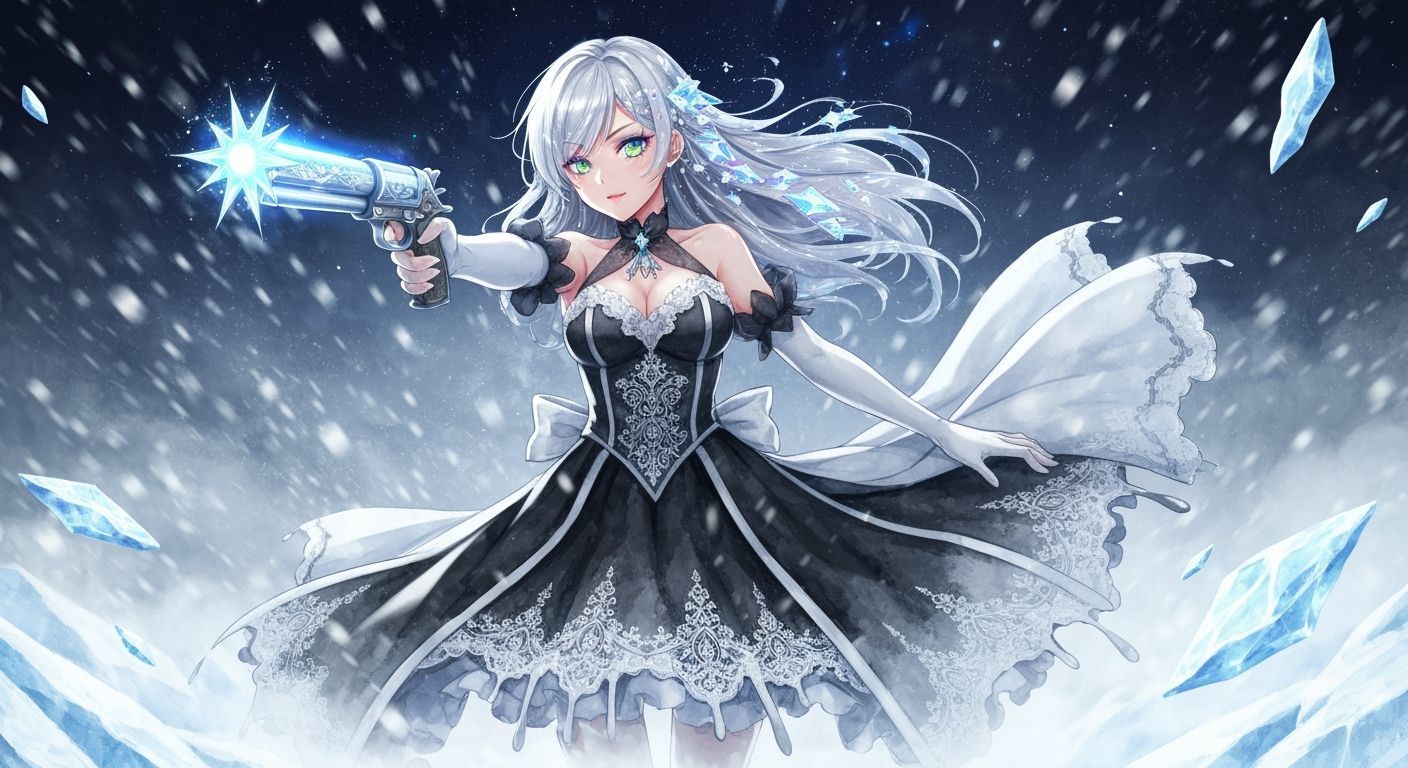 Anime Magical Gun-Girl with Glacio Pistol