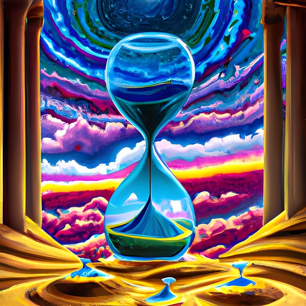 Psychedelic Hourglass with Starry Sky, Trippy Art