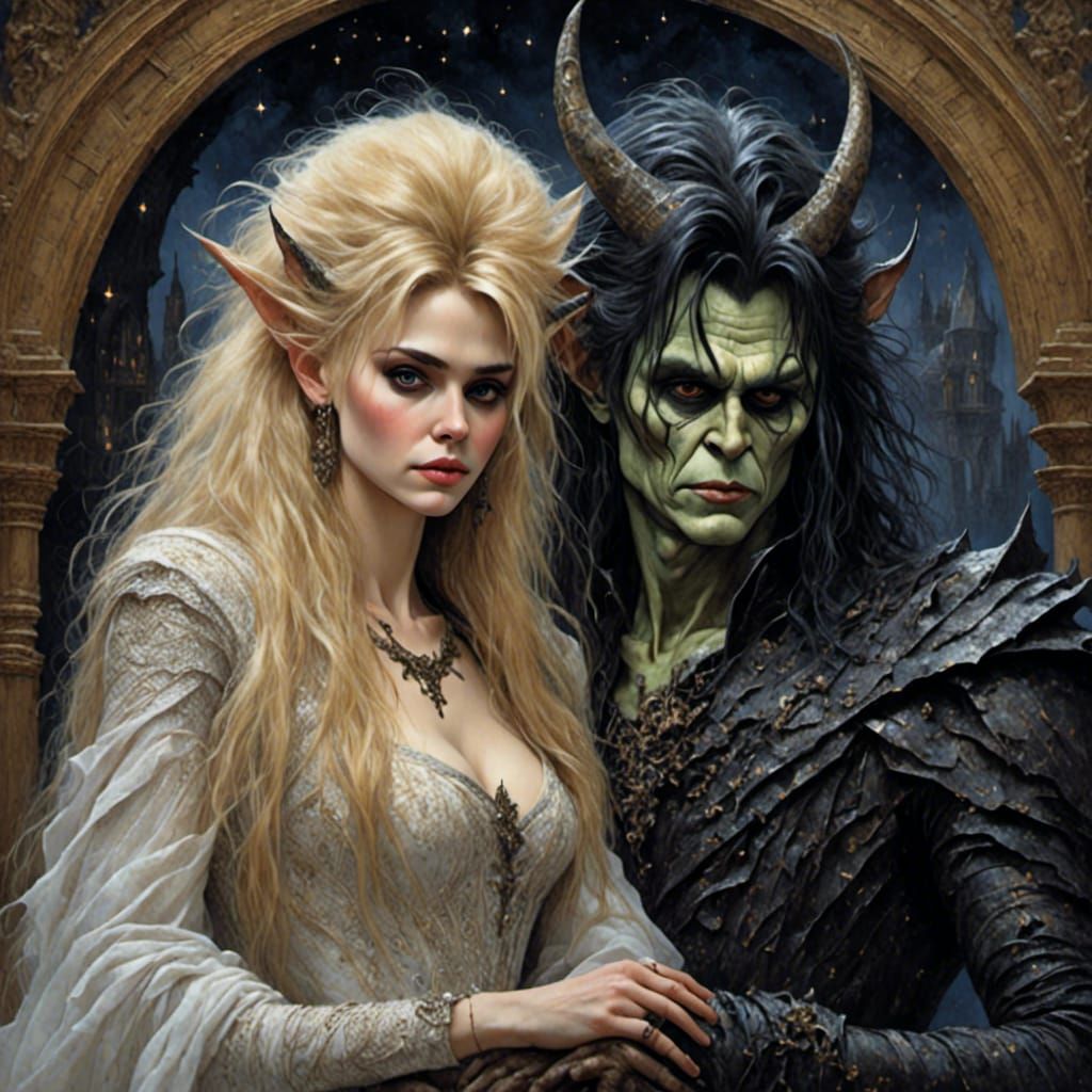 Sarah and Goblin King in Fantasy Setting