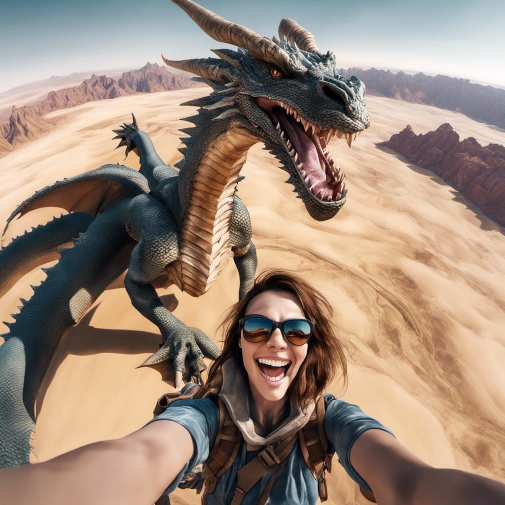 Dragon Selfie: Extreme Height Digital Art