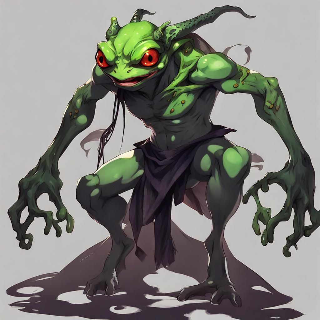 Anime Demon with Frog Characteristics