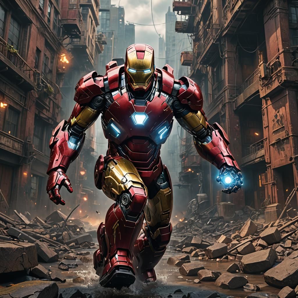 Detailed Matte Painting of Iron Man