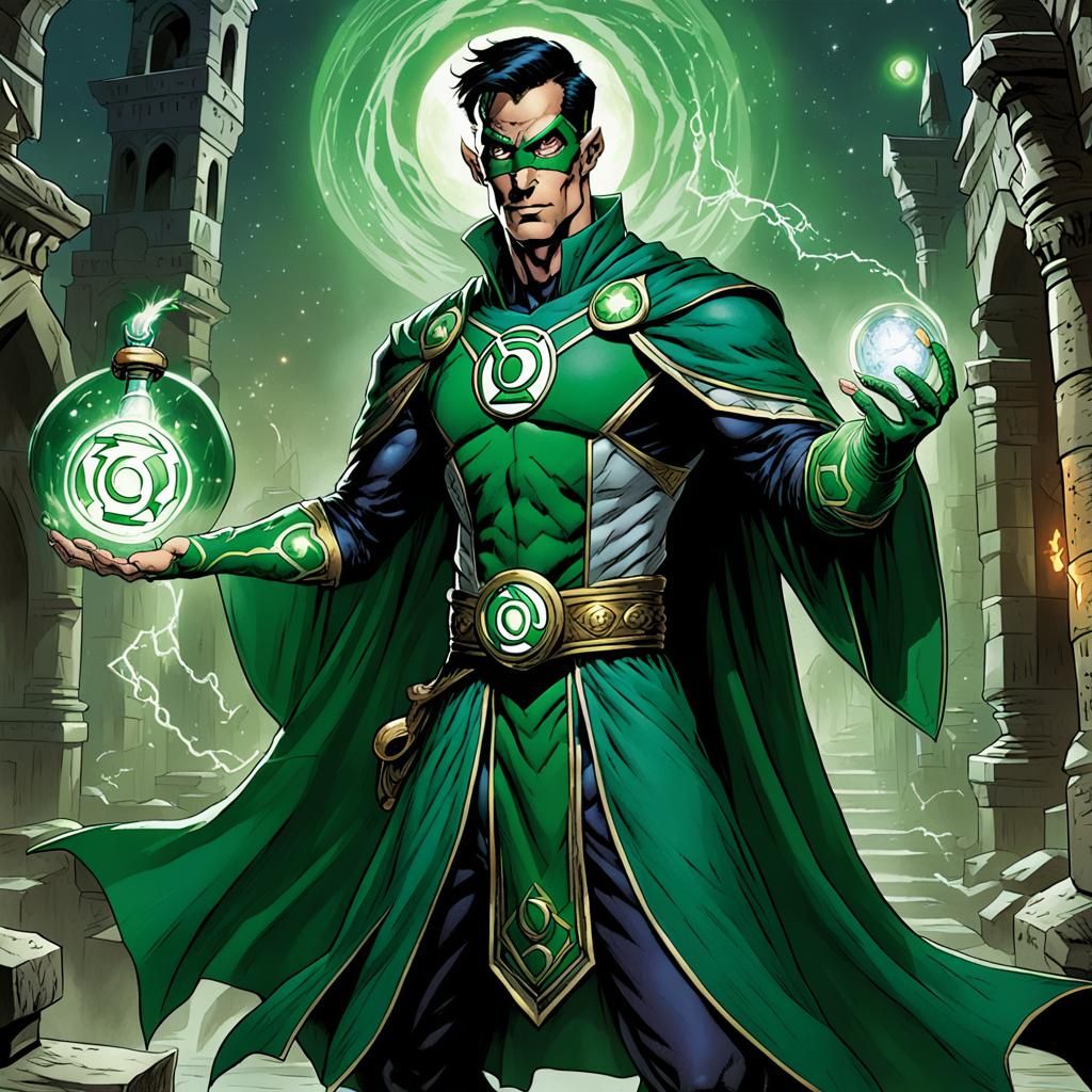 Green Lantern as D&D Sorcerer in Digital Art