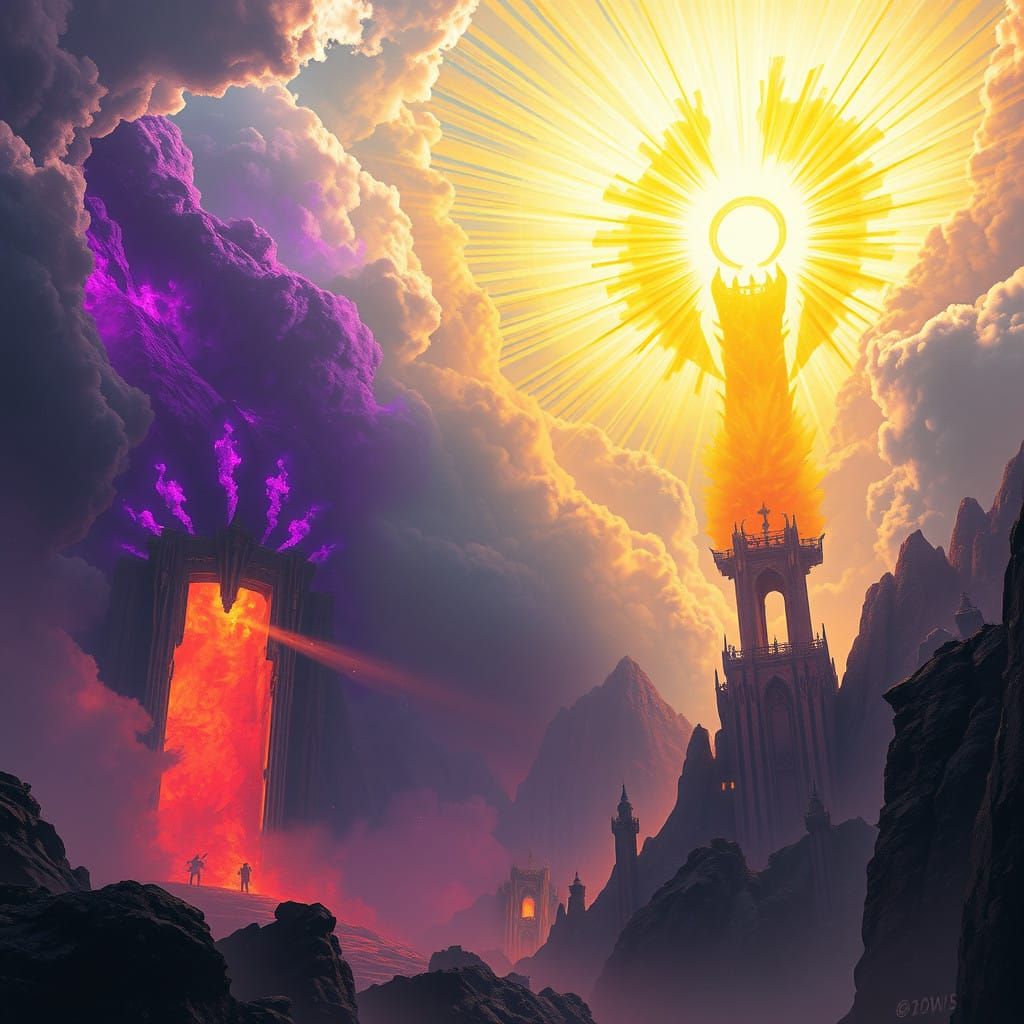 Contrasting Portals to Heaven and Hell in Dark Fantasy Style