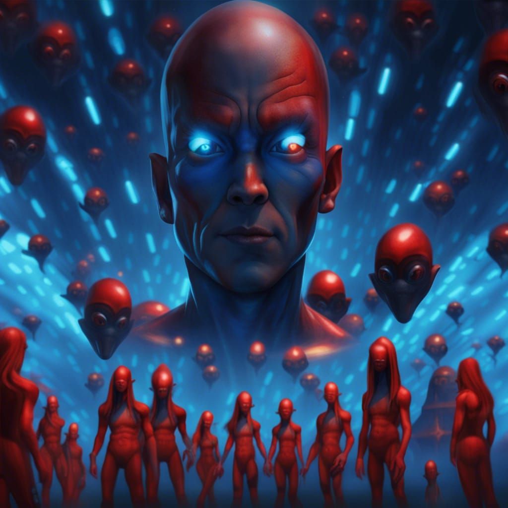 Avatar with Red Aliens: A Vibrant Sci-Fi Scene