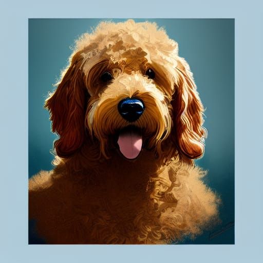 Hyperdetailed Goldendoodle Portrait in Dynamic Lighting