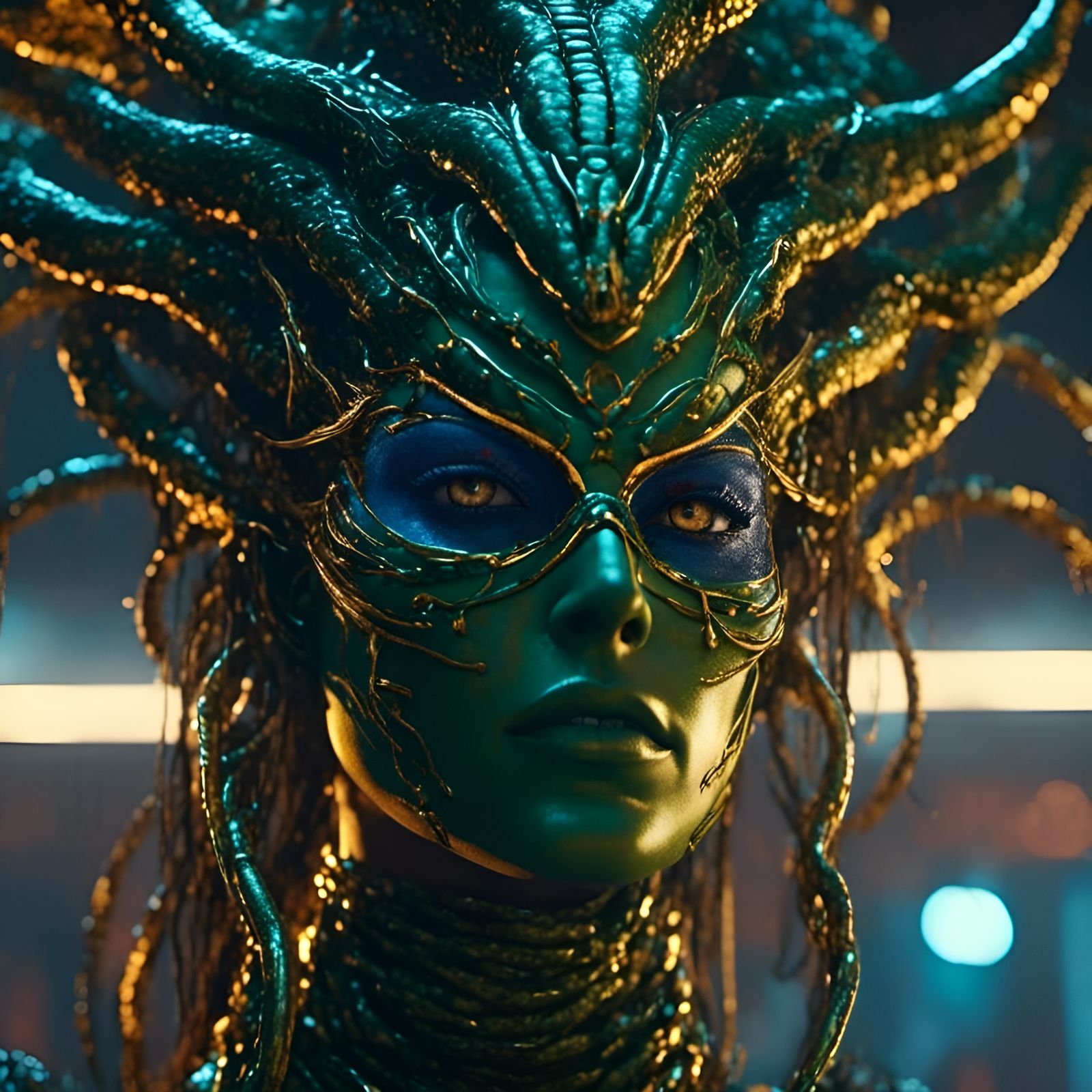 Surreal Medusa Portrait with Snake Hair