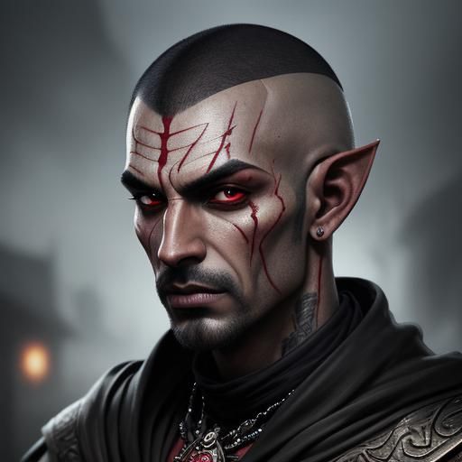 Dark Elf Alchemist in Maximalist Digital Painting