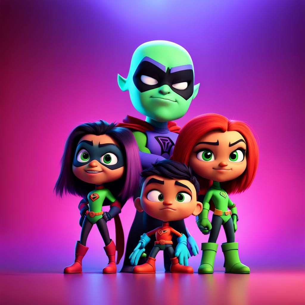 Teen Titans: 3D Digital Art in Pixar Style
