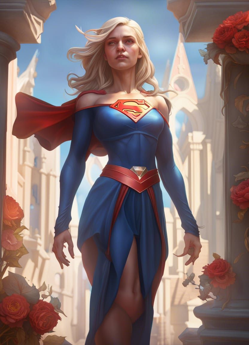 a full body portrait of the Supergirl
