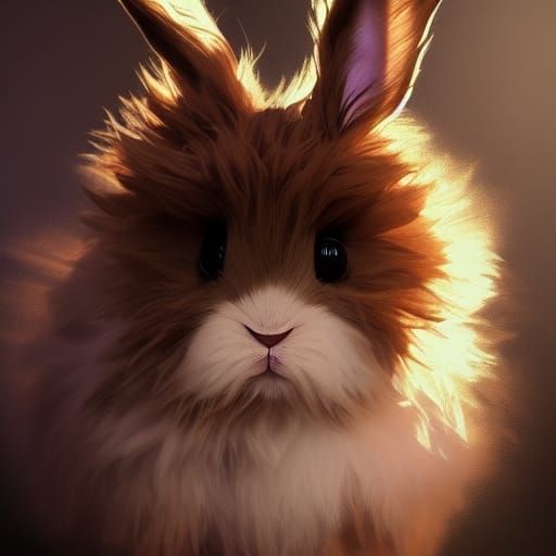 Cafe Brown Lionhead Bunny: Hyperdetailed Concept Art