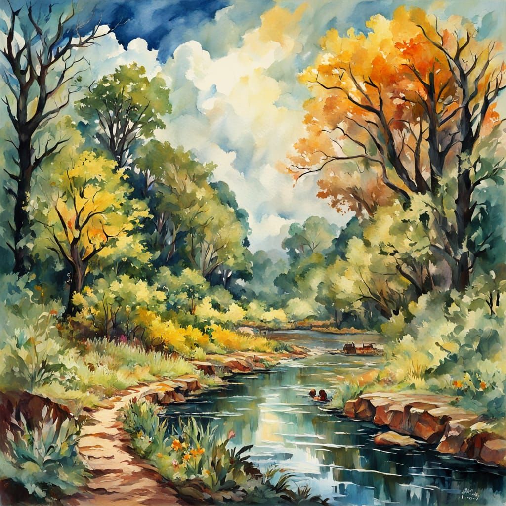 Nature Reclaims World After War, Gouache Masterpiece