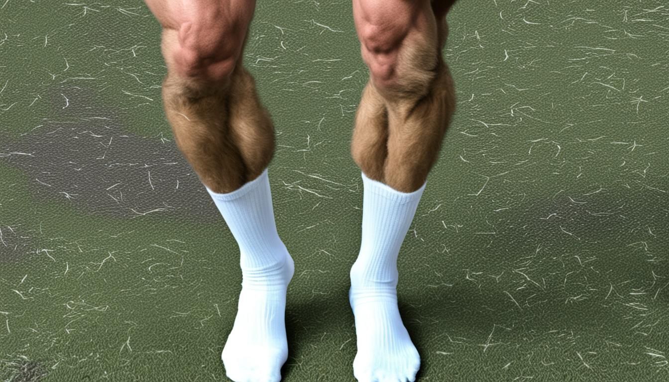 Hairy Muscular Legs in Dirty White Socks