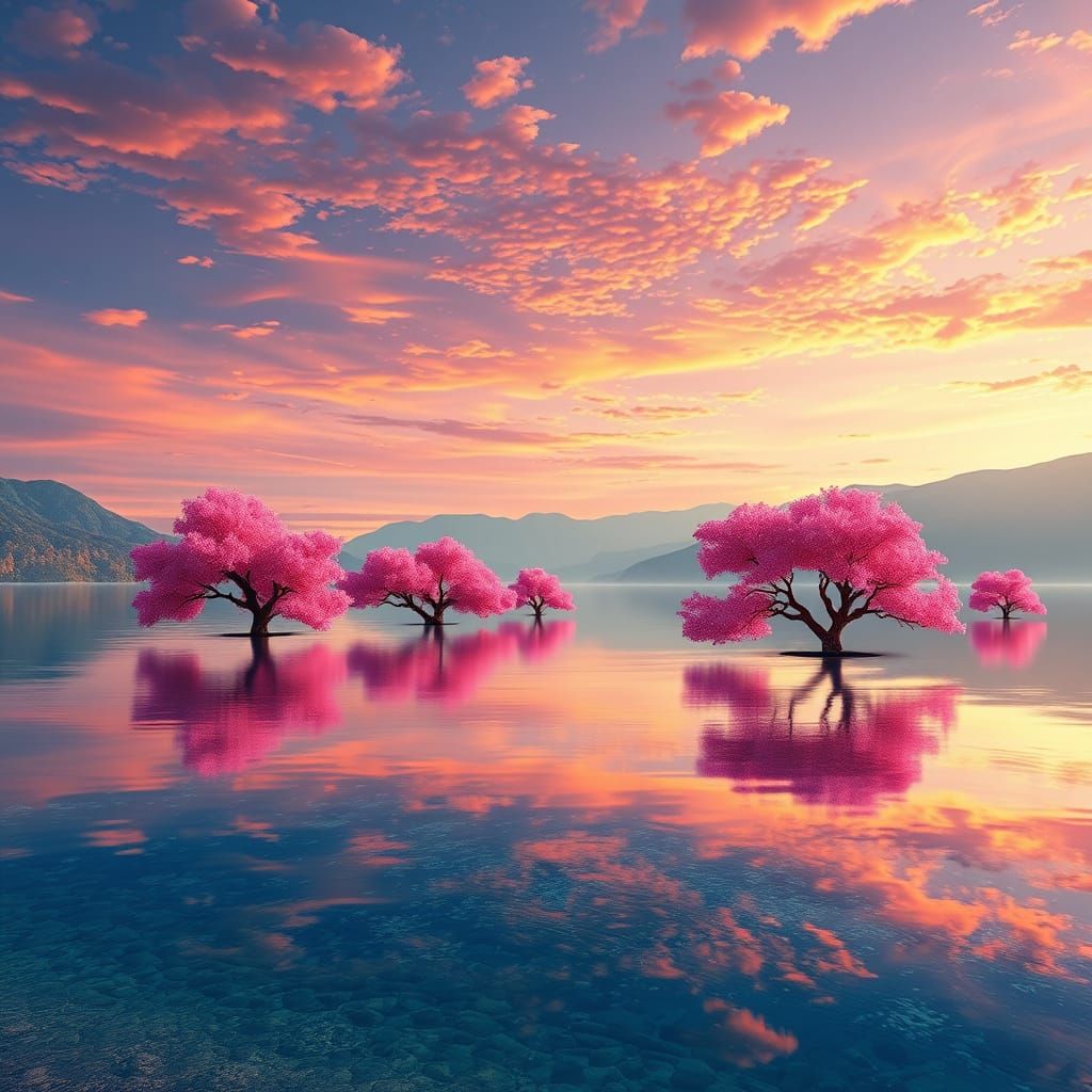Vibrant Sunset Over a Serene Lake