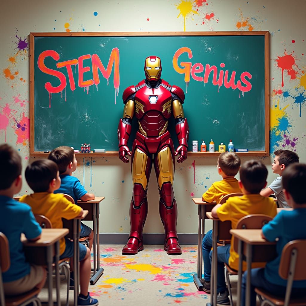 Iron Man Visits Second Grade: Graffiti Art Style