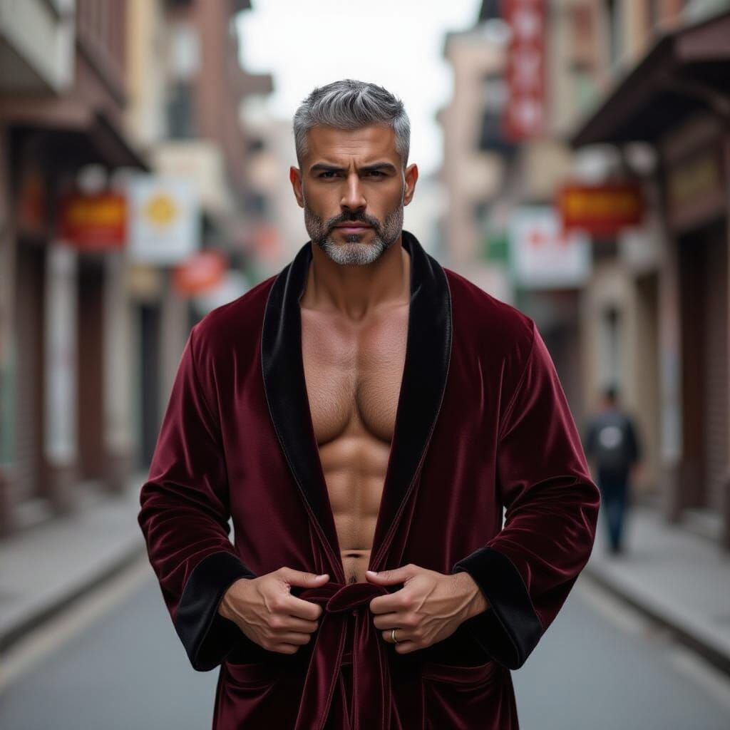 Impressionist Portrait of a Brooding Man in Velvet Robe