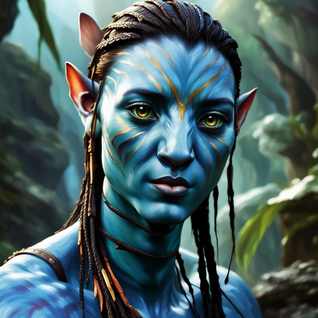Detailed Avatar Portrait in Hyperrealistic Splash Art