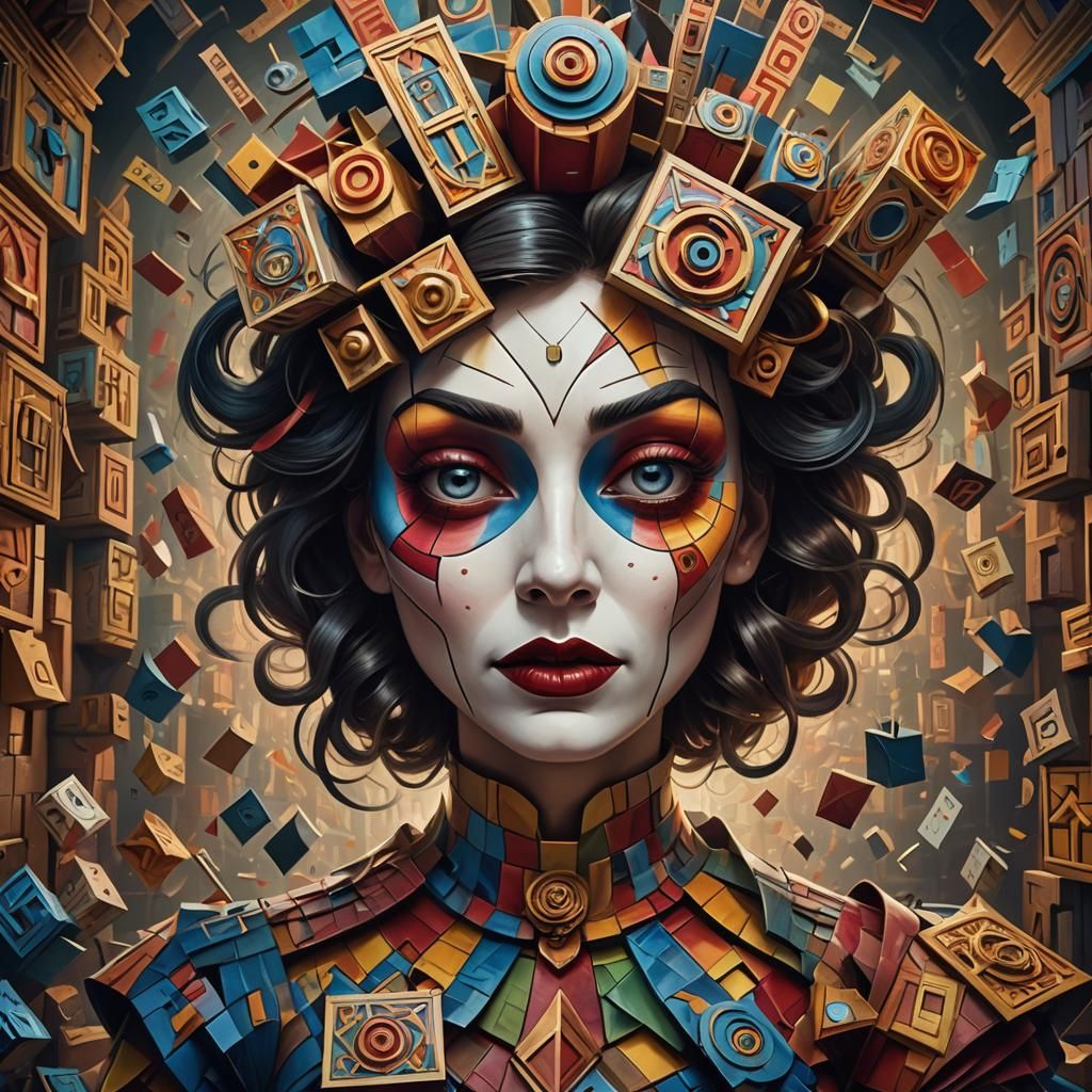 Surreal Woman as Jack-in-the-Box in Hyperrealism