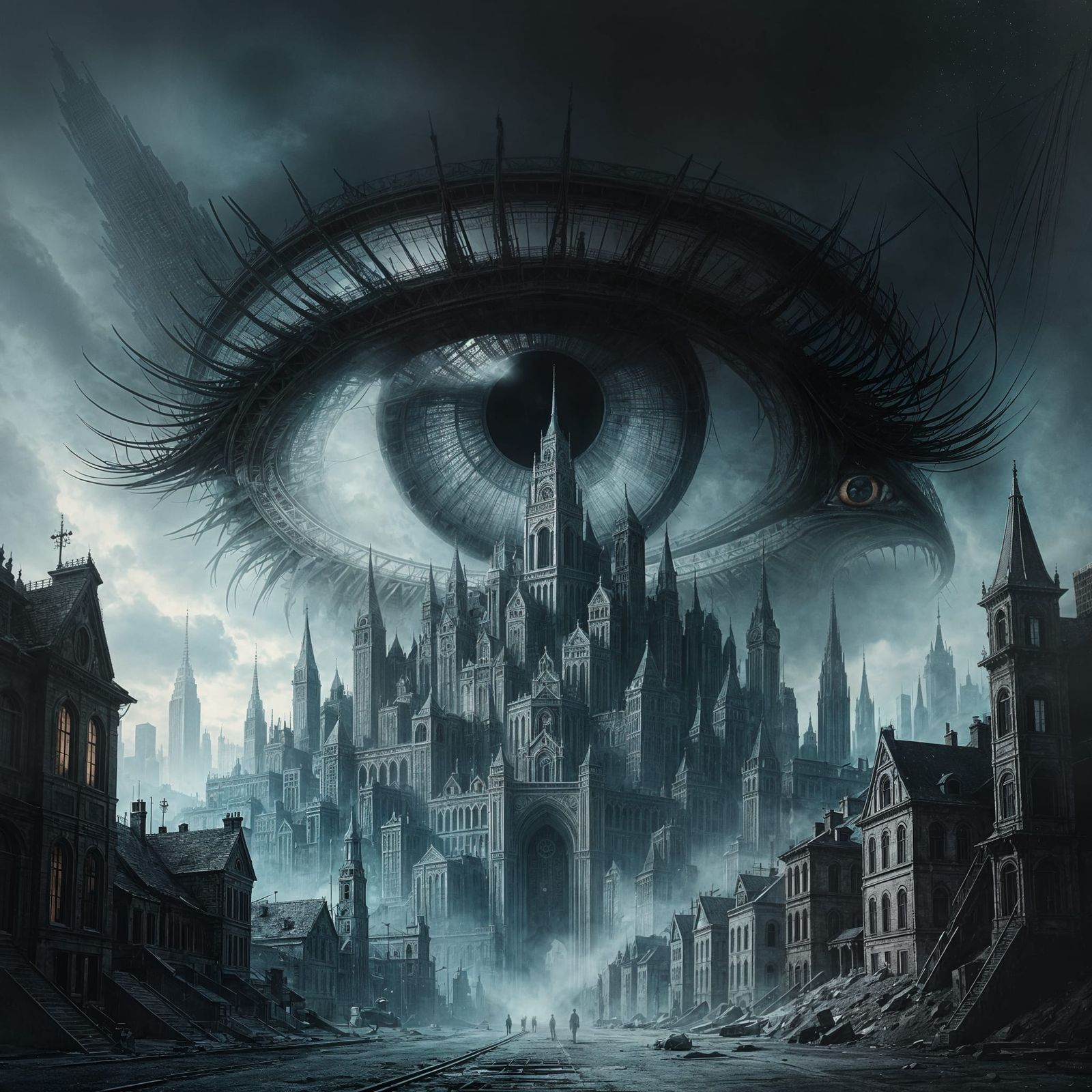 Horror City Mindscape Within an Eye
