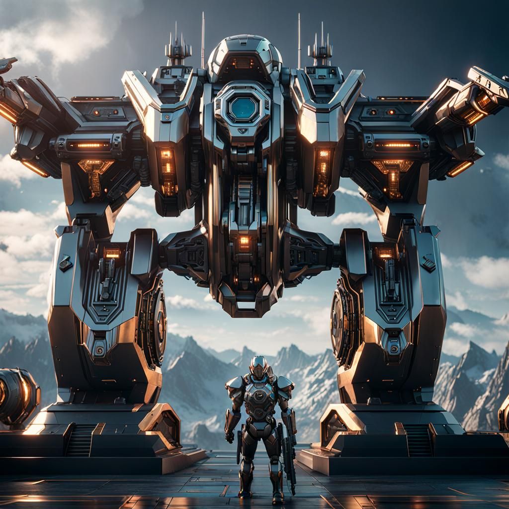 Epic Sci-Fi Cyborgs Defending Futuristic City