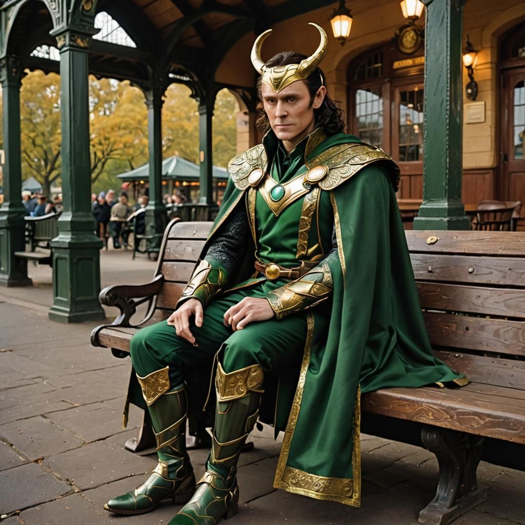 Loki at a Train Station in Costume