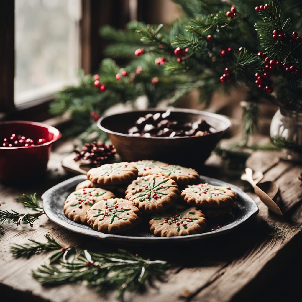 Gourmet Christmas Cookies in Warm Winter Light