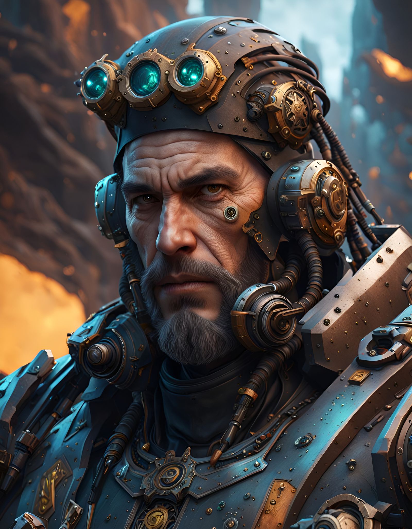 Dark Fantasy Artificer Portrait in Hyperrealism