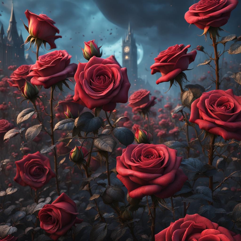 Fantastical Roses in Detailed Matte Painting