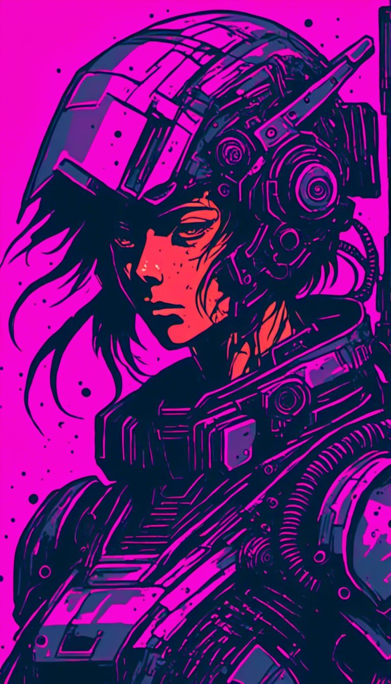 Cyberpunk Cyborg Ninja Portrait in Dramatic Lighting