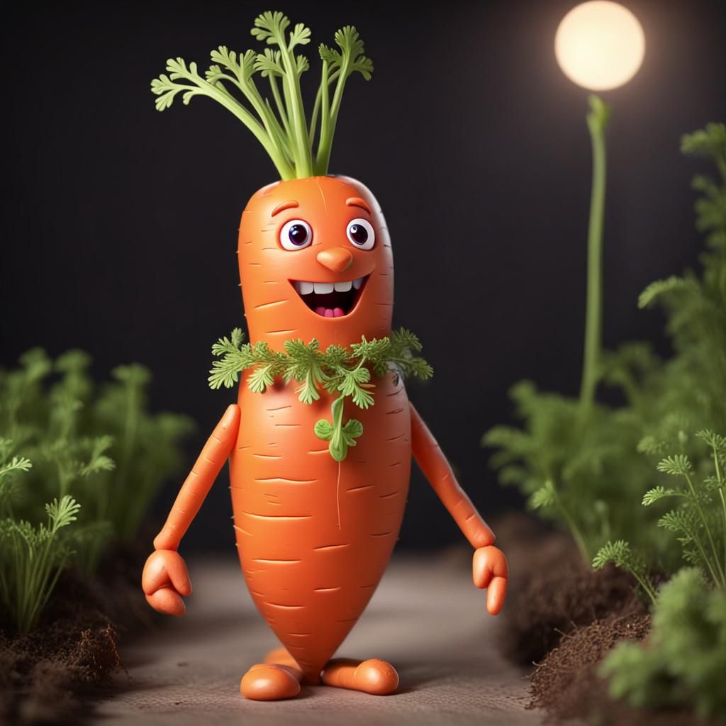Animated Carrot King Character Illustration