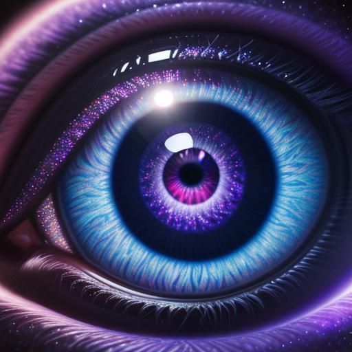 Surreal Purple Spiral Eye in Hyperrealistic 3D Rendering