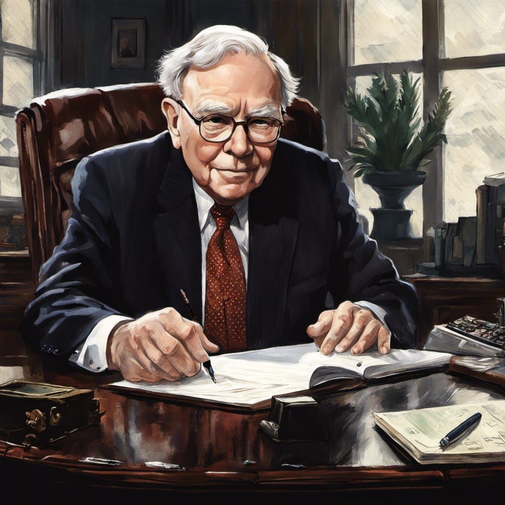 Warren Buffett at His Desk: Matte Painting