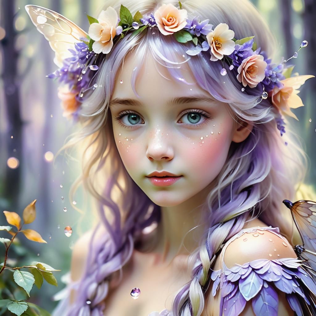 Ethereal Fairy Portrait in Watercolor Style