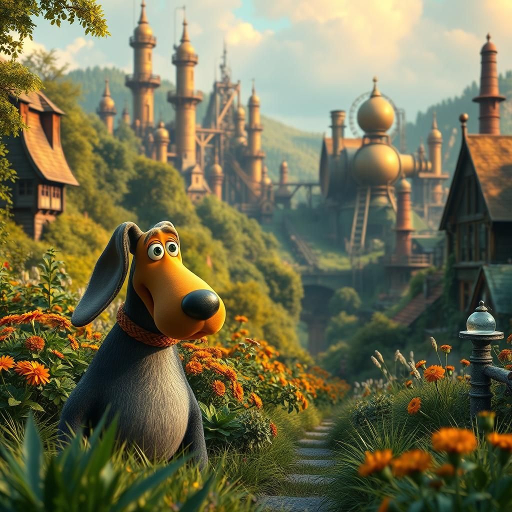 Wallace and Gromit in Dreamlike Victorian Landscape