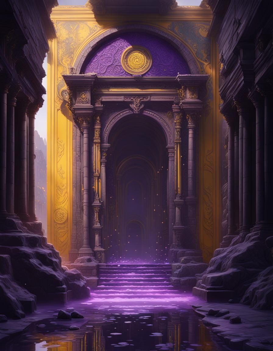 Mystical Portals in Dark Fantasy Art Nouveau Style