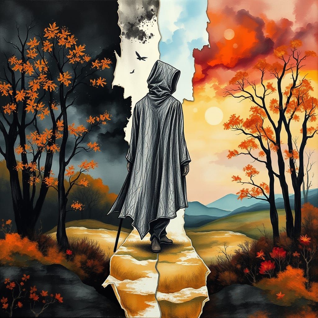 Discordant Harmony of Seasons in a Dreamlike Landscape