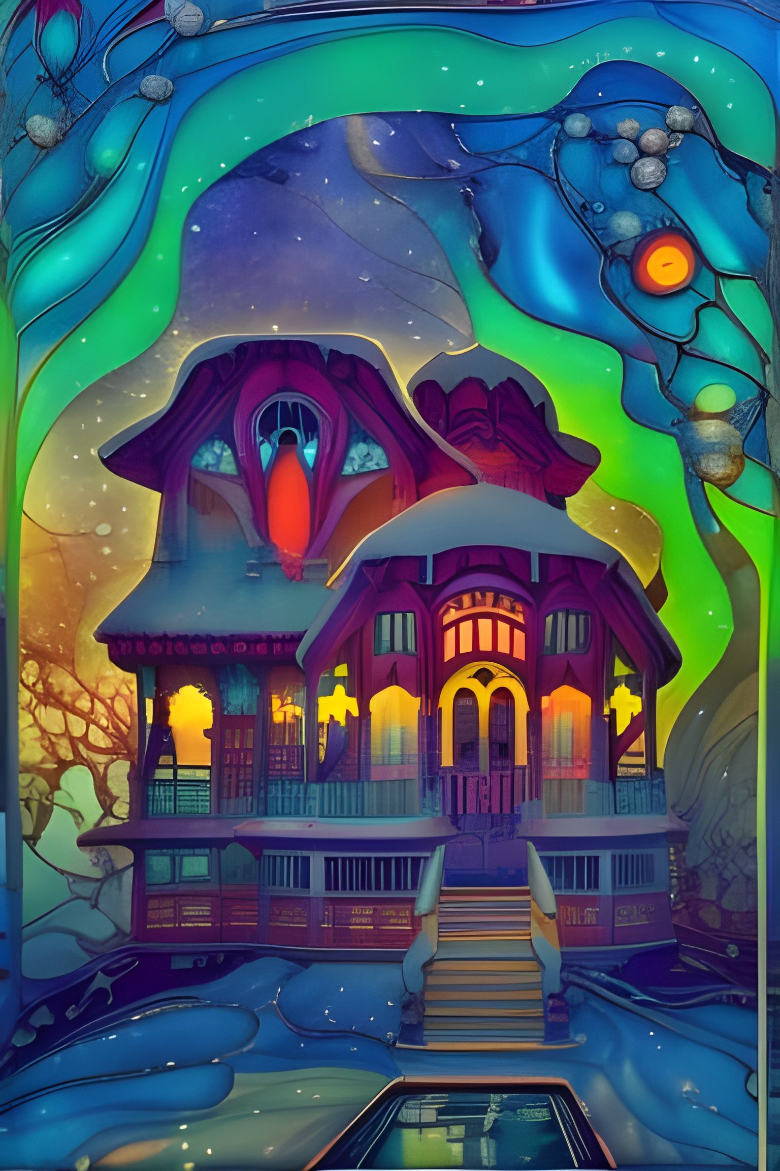 Psychedelic Dollhouse in Art Nouveau Style