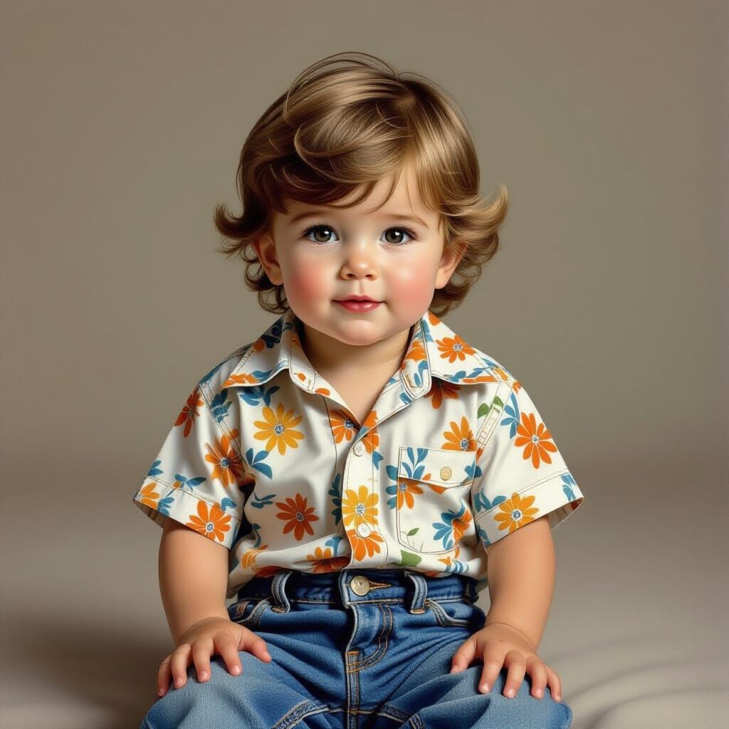 Photorealistic Baby in 90s Fashion, Hyperrealism Style