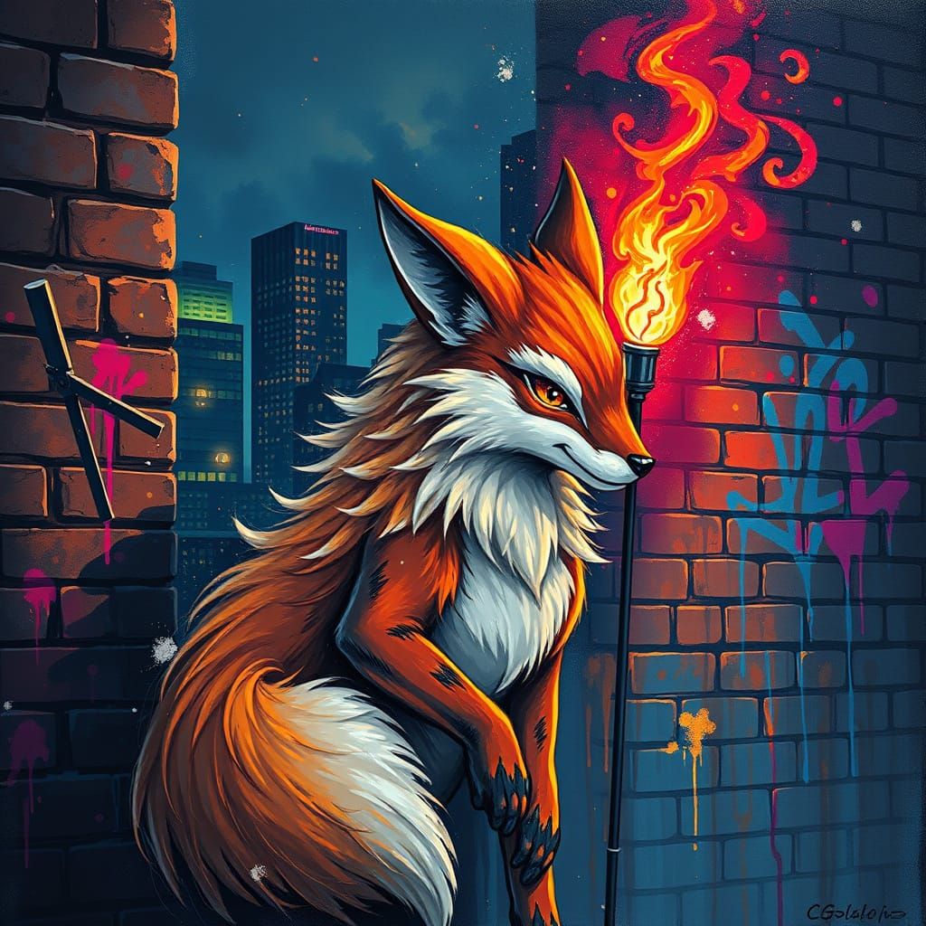Kitsune Under City Lights