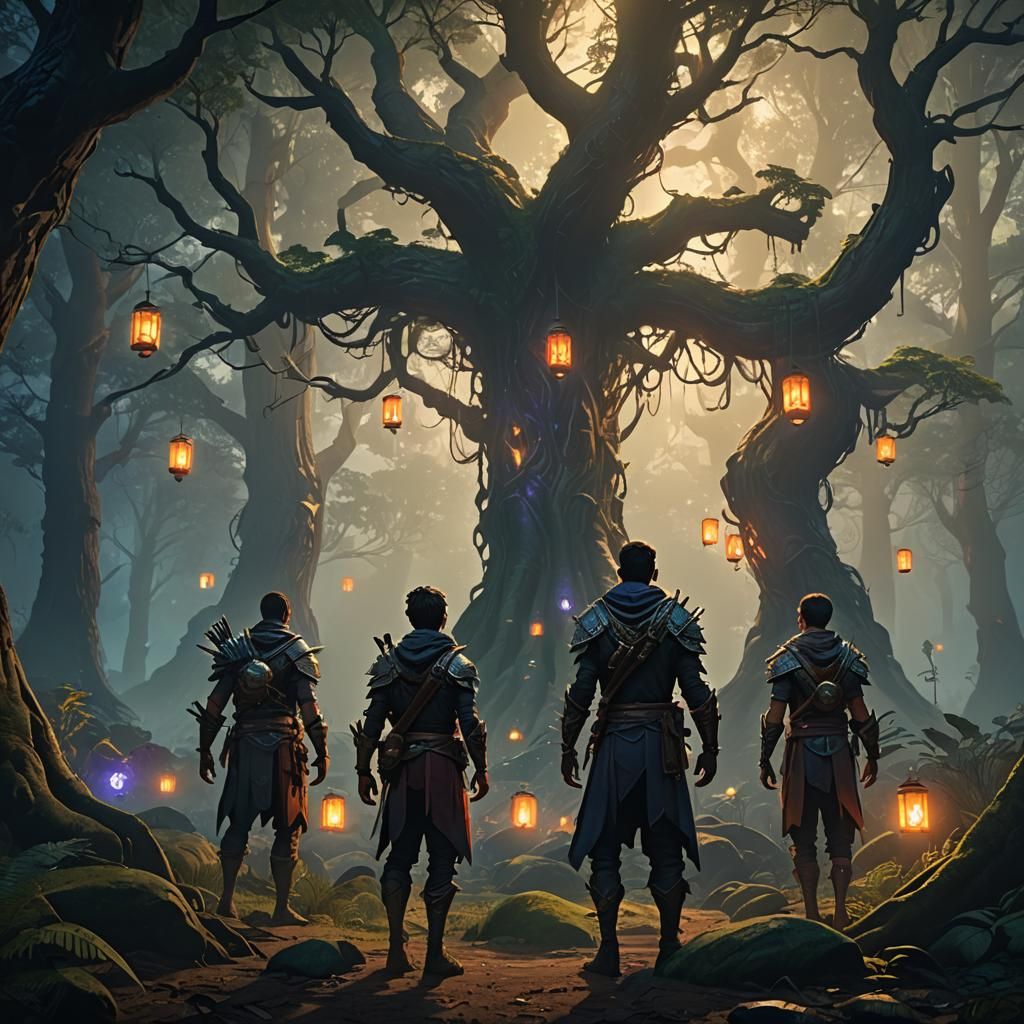Mystical Forest: Three Heroes in a Fantasy Landscape