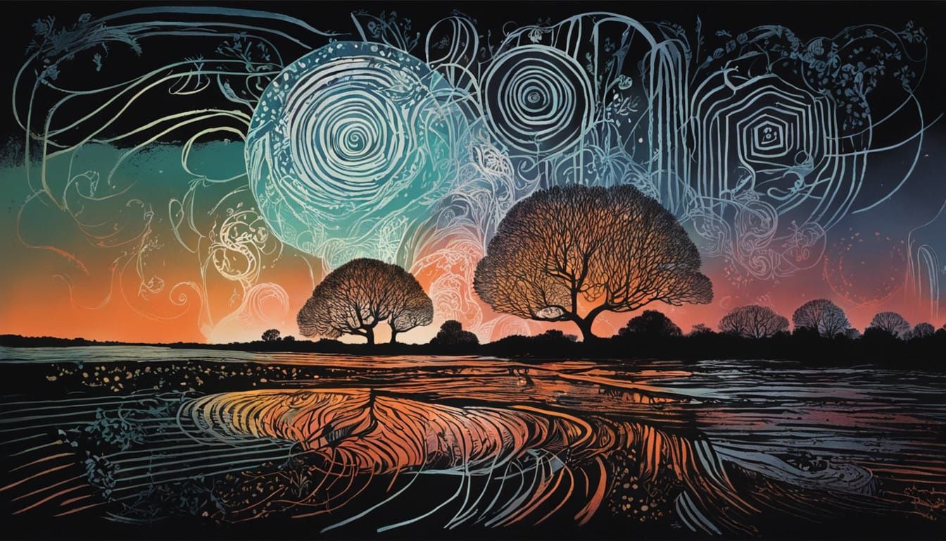 Dreamy Night Sky in Vibrant Triadic Colors