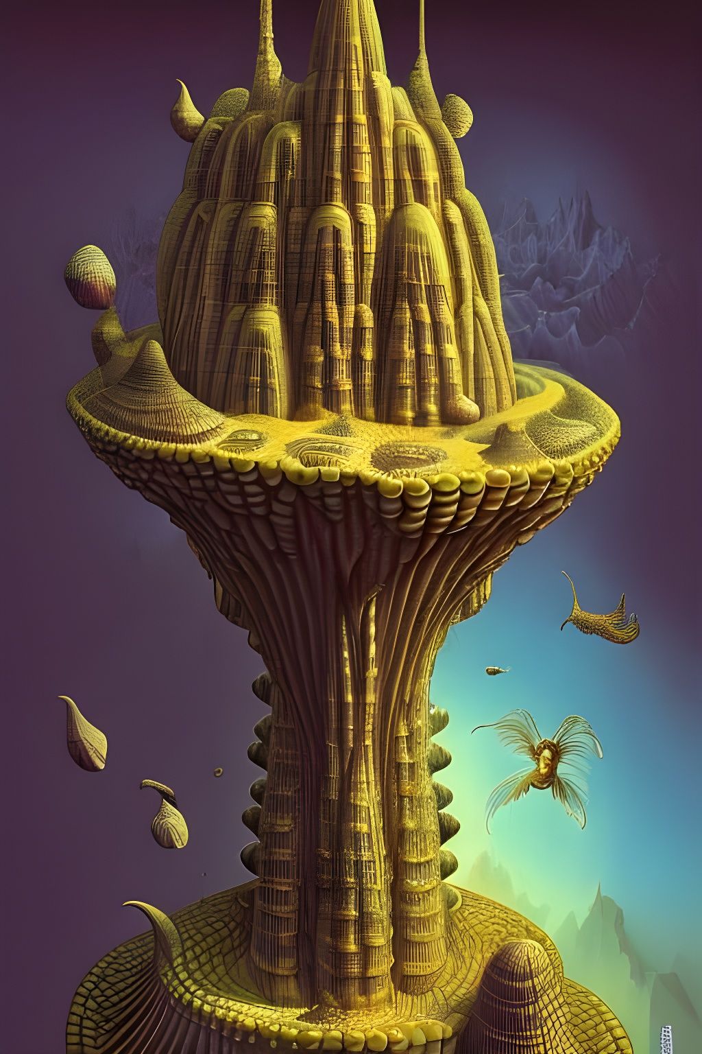 Surreal Corn Temple on Mushroom Planet