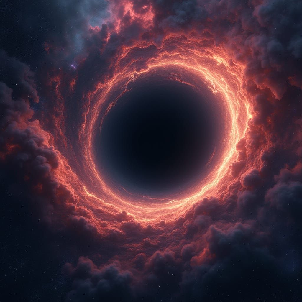 Swirling Black Hole Devours Starlight in Cosmic Surrealist S...