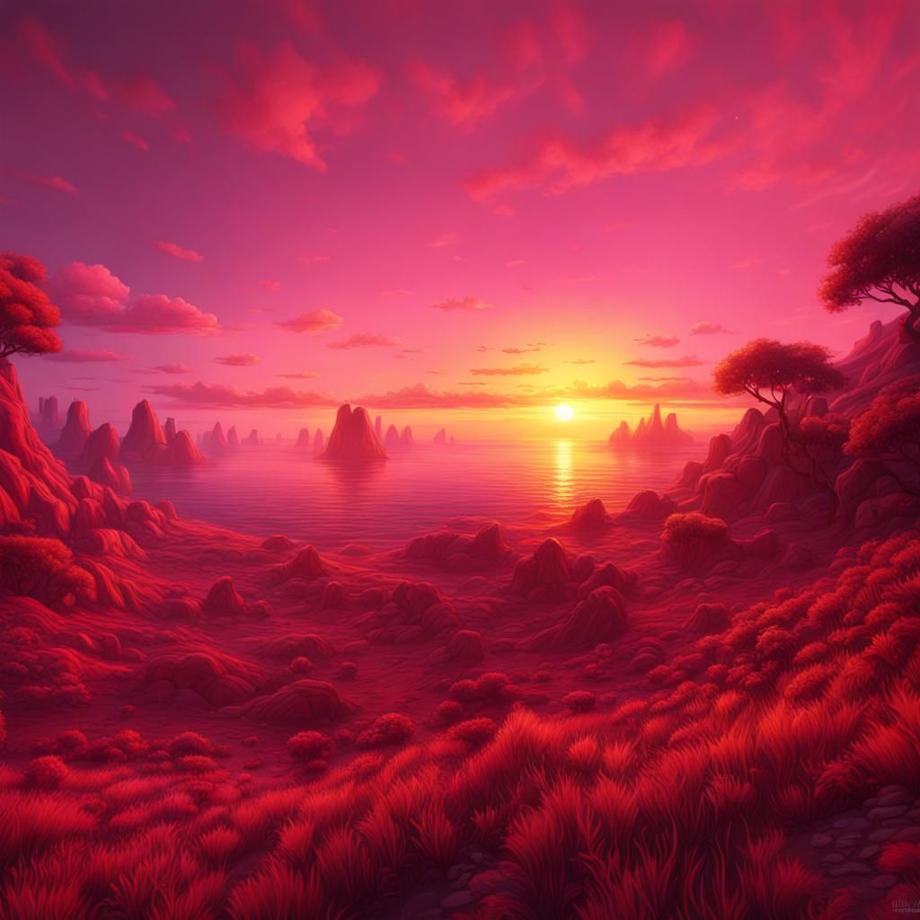 Colorful Sunset Fantasy Concept Art in 8K