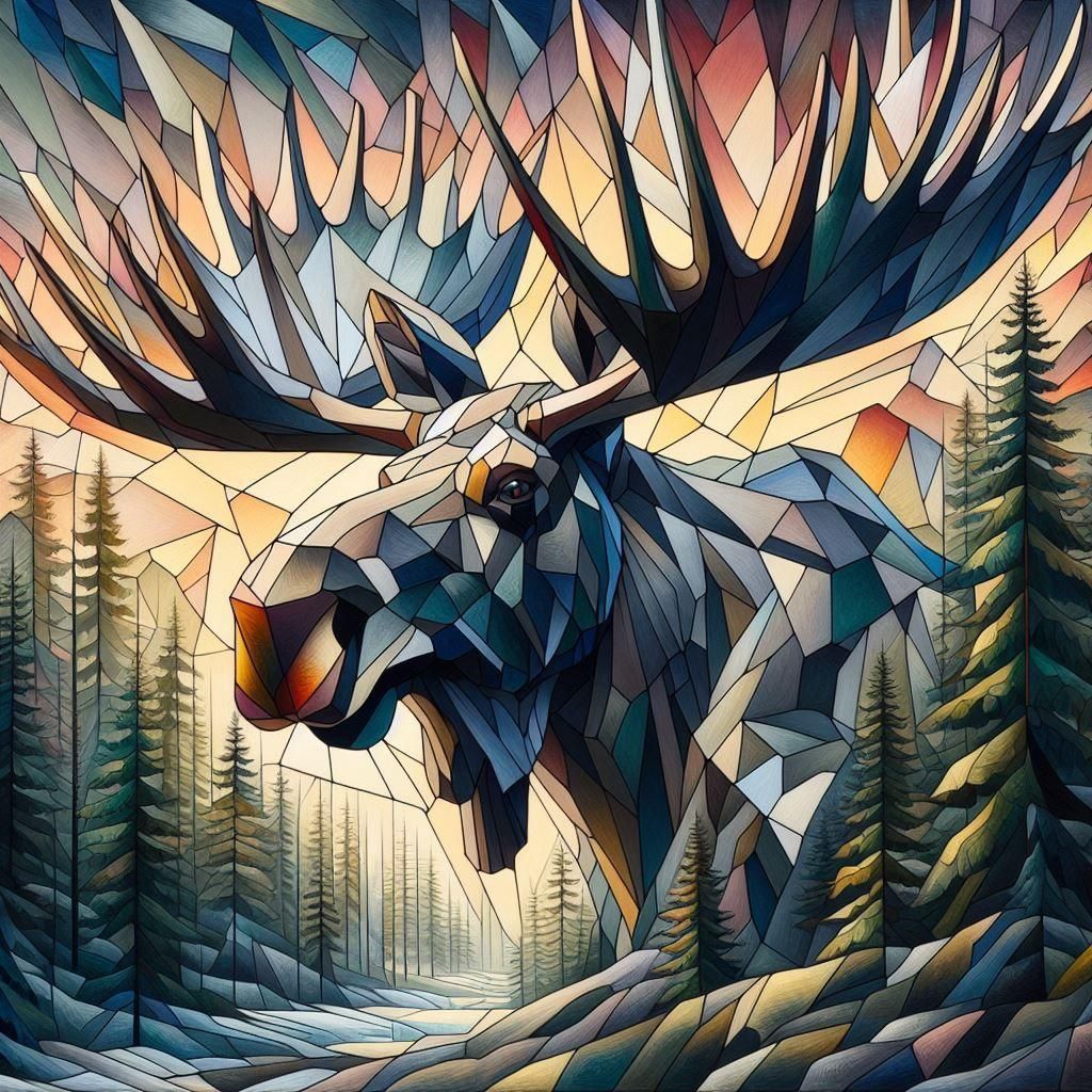 Metzinger's Mystical Moose: A northern landscape with a cubist vision of a moose by Jean Metzinger