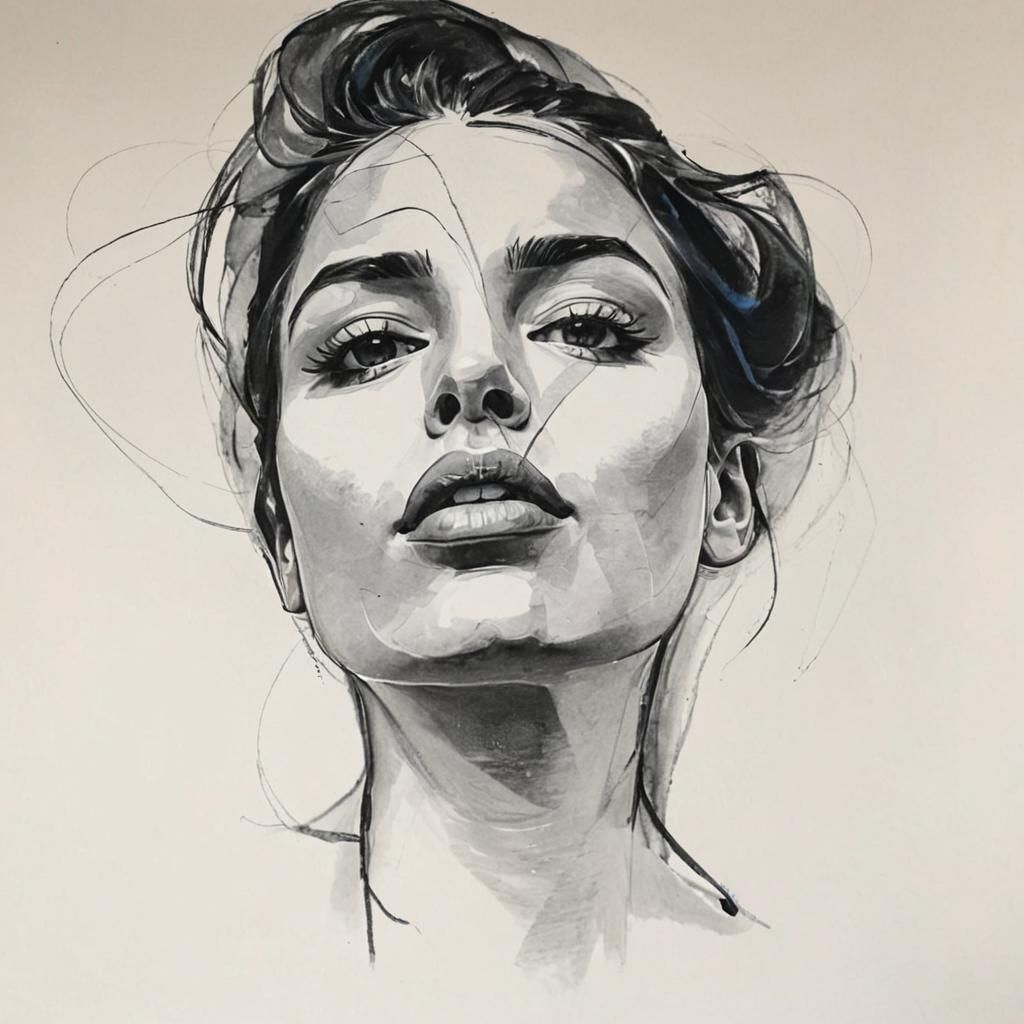 Abstract Portrait in Flowing Picasso Style