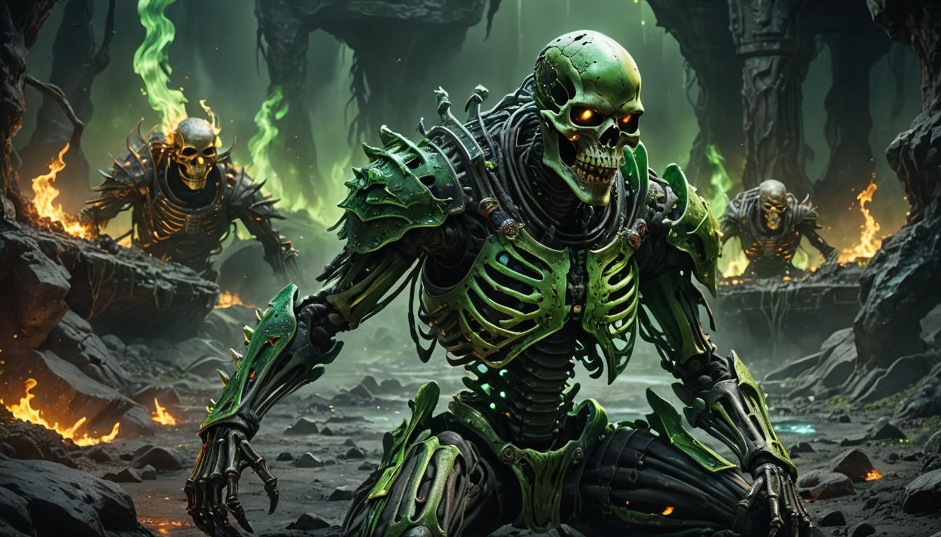 Armored Skeleton Hunter in Fire Pit