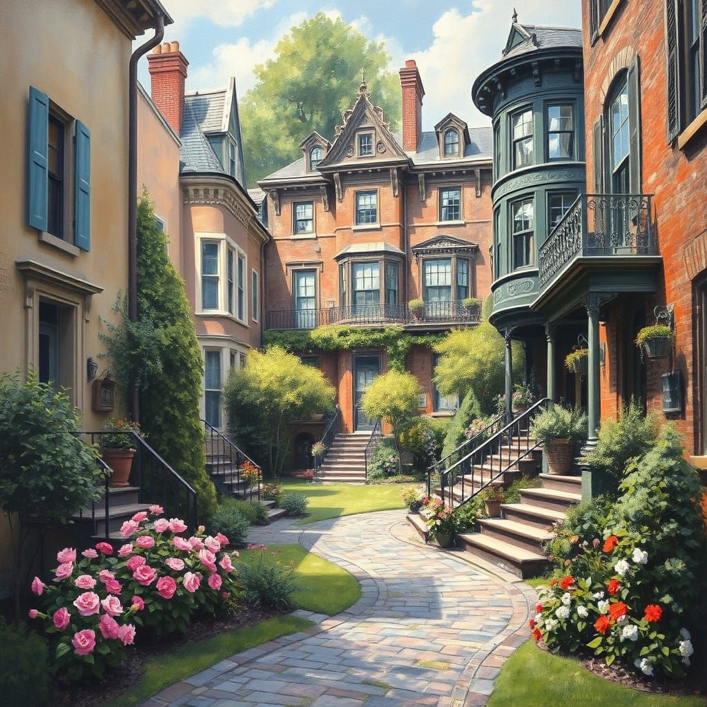 Hidden Urban Courtyard Oil Painting