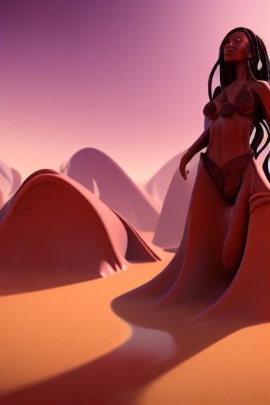 Chocolate Woman Melts in Desert Oasis